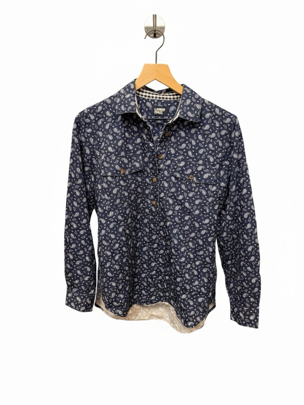 Lands’ End Paisley Popover Button Shirt Small 6-8